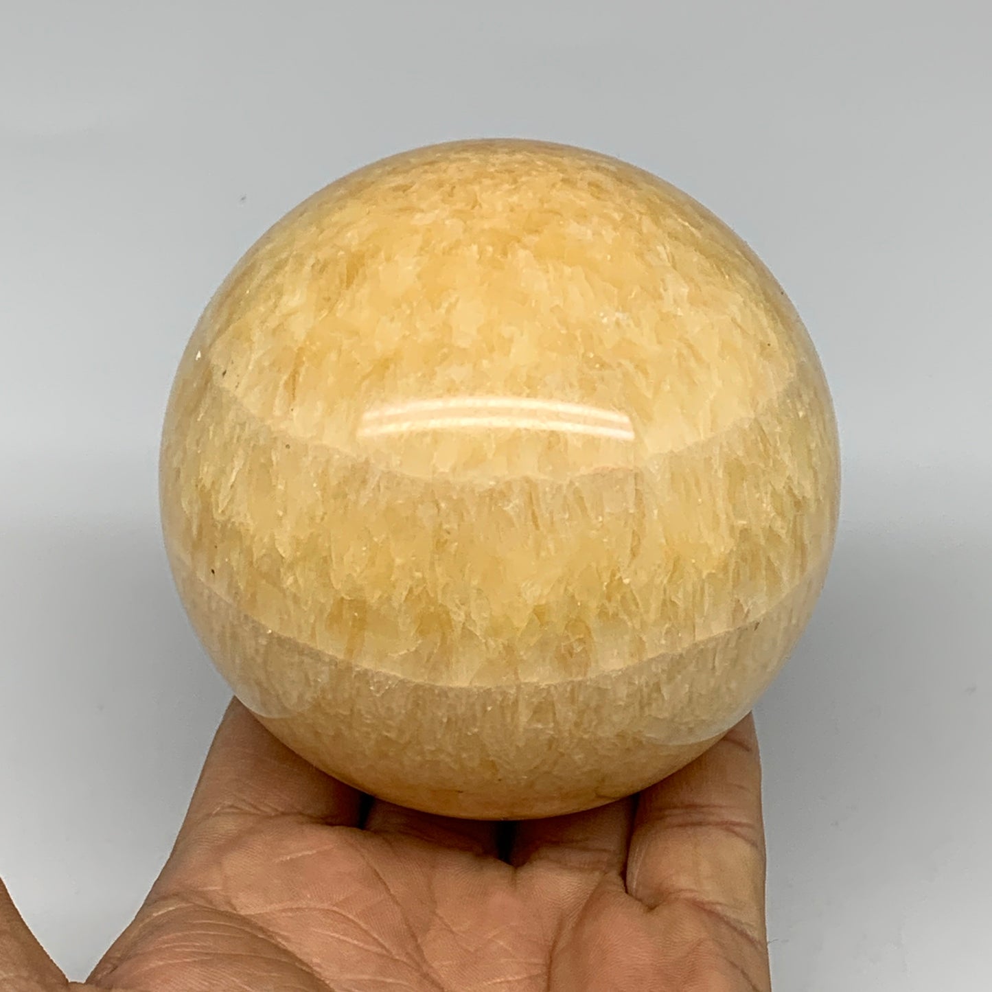 1.74 lbs,3.2"(82mm) Yellow Calcite Sphere Gemstone,Healing Crystal, B25371
