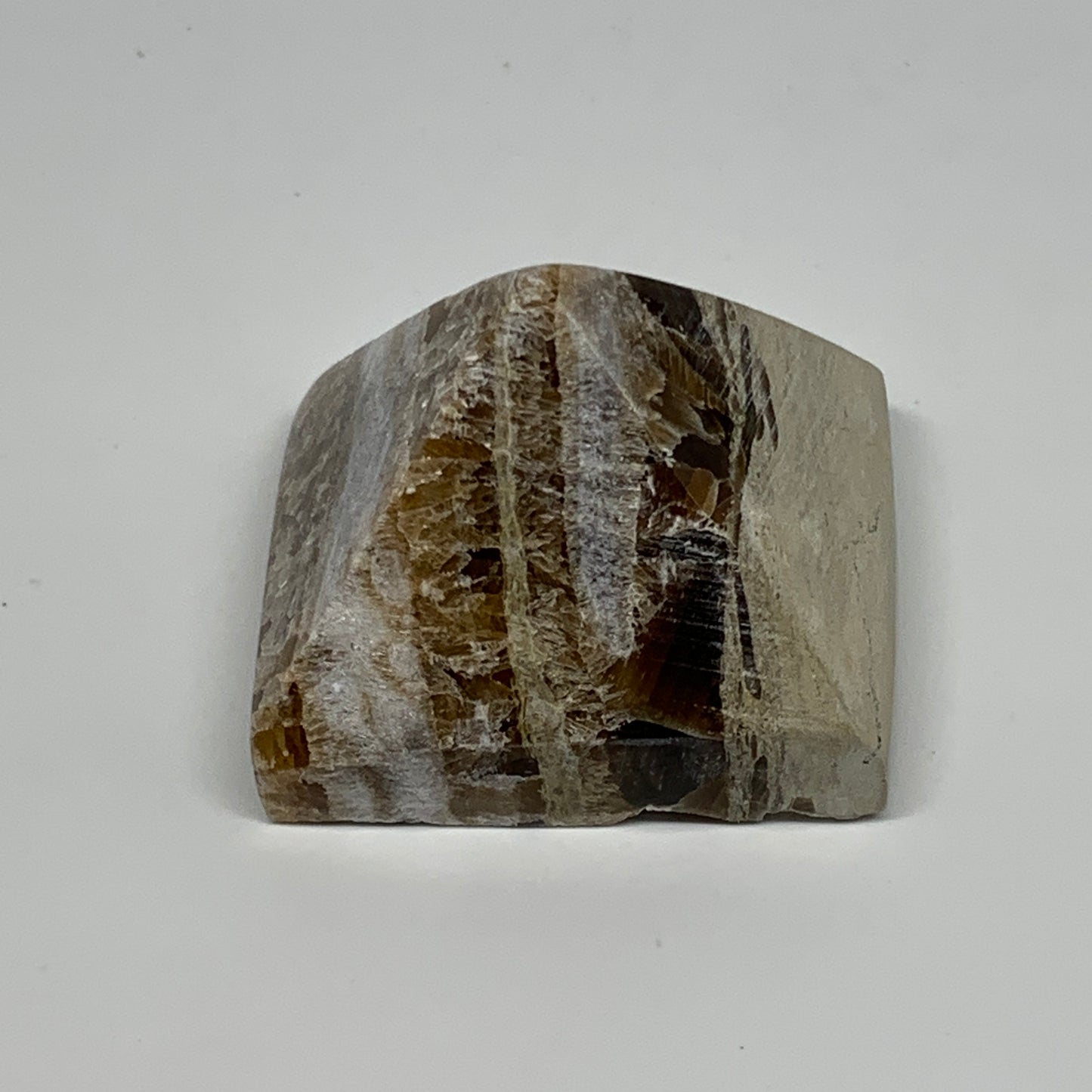 60.7g, 1.2"x1.7"x1.6" Chocolate/Gray Onyx Pyramid Gemstone @Morocco, B18975