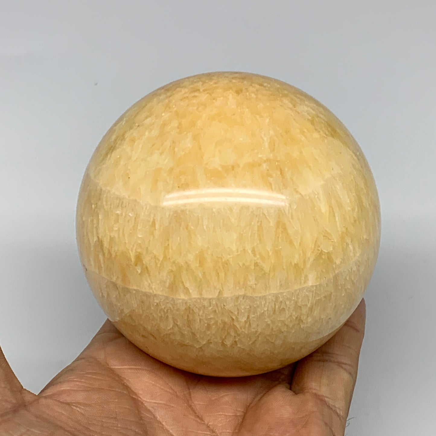 1.74 lbs,3.2"(82mm) Yellow Calcite Sphere Gemstone,Healing Crystal, B25371