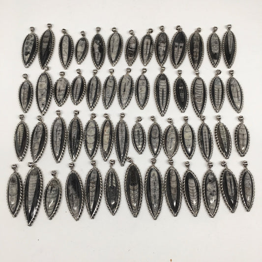 1pc,2"-3",9g-20.7g,Black Orthoceras Fossil Marquise Shape Pendant @Morocco,FP14