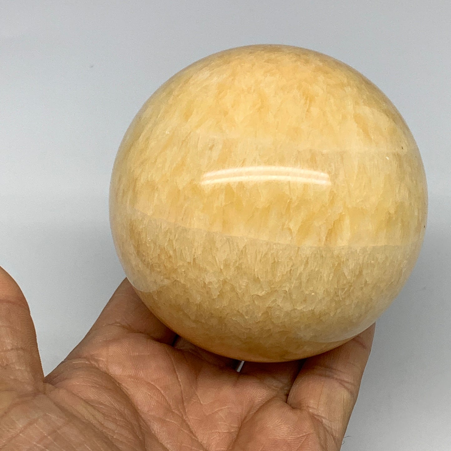 1.74 lbs,3.2"(82mm) Yellow Calcite Sphere Gemstone,Healing Crystal, B25371