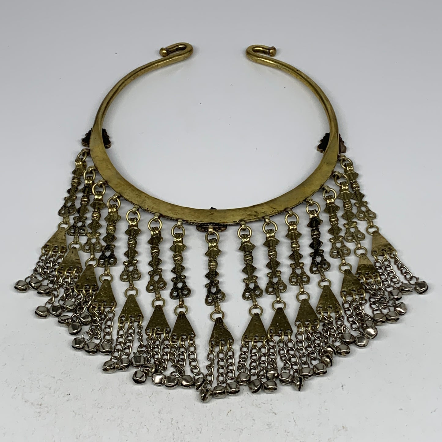 290g, 11"x5.75"Kuchi Turkmen Choker Necklace Multi-Color Tribal Gypsy Beho,B1414