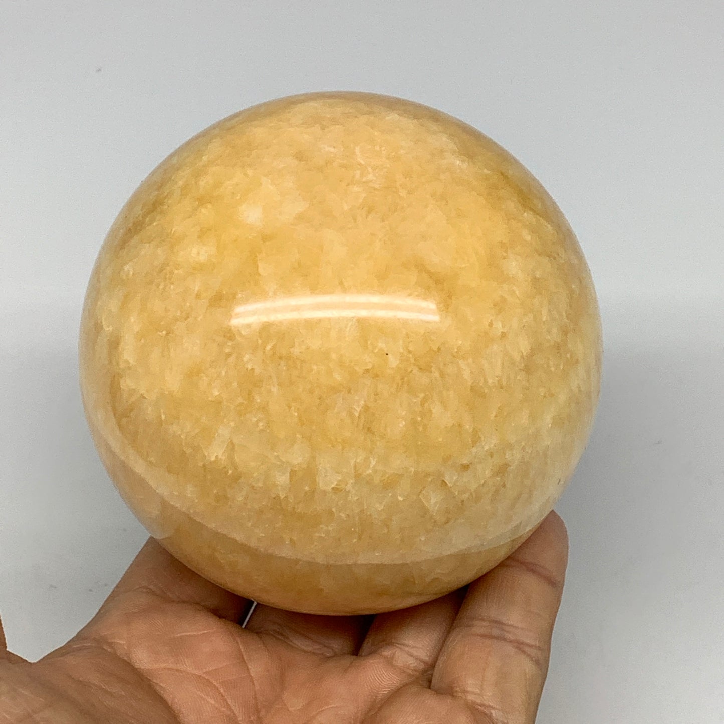 1.74 lbs,3.2"(82mm) Yellow Calcite Sphere Gemstone,Healing Crystal, B25371