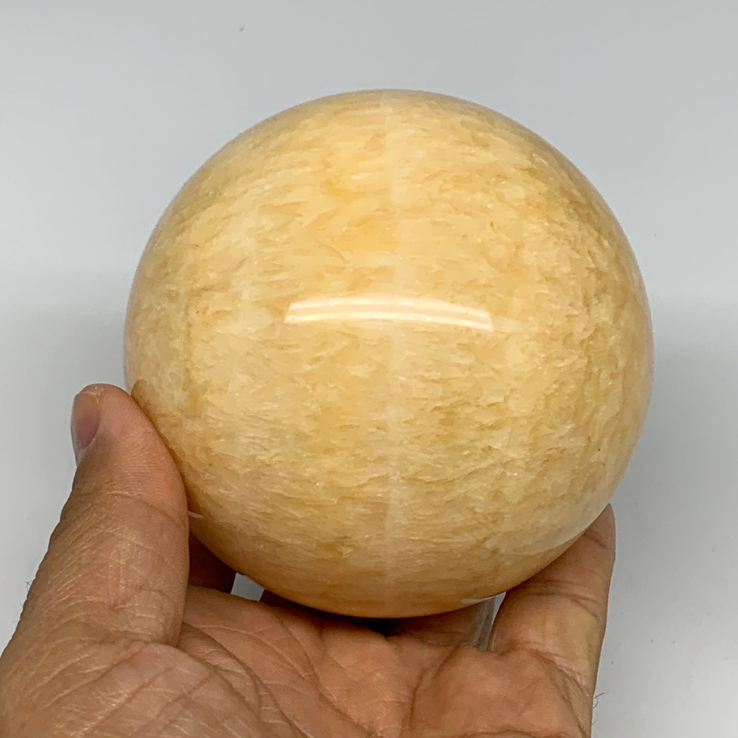 1.74 lbs,3.2"(82mm) Yellow Calcite Sphere Gemstone,Healing Crystal, B25371