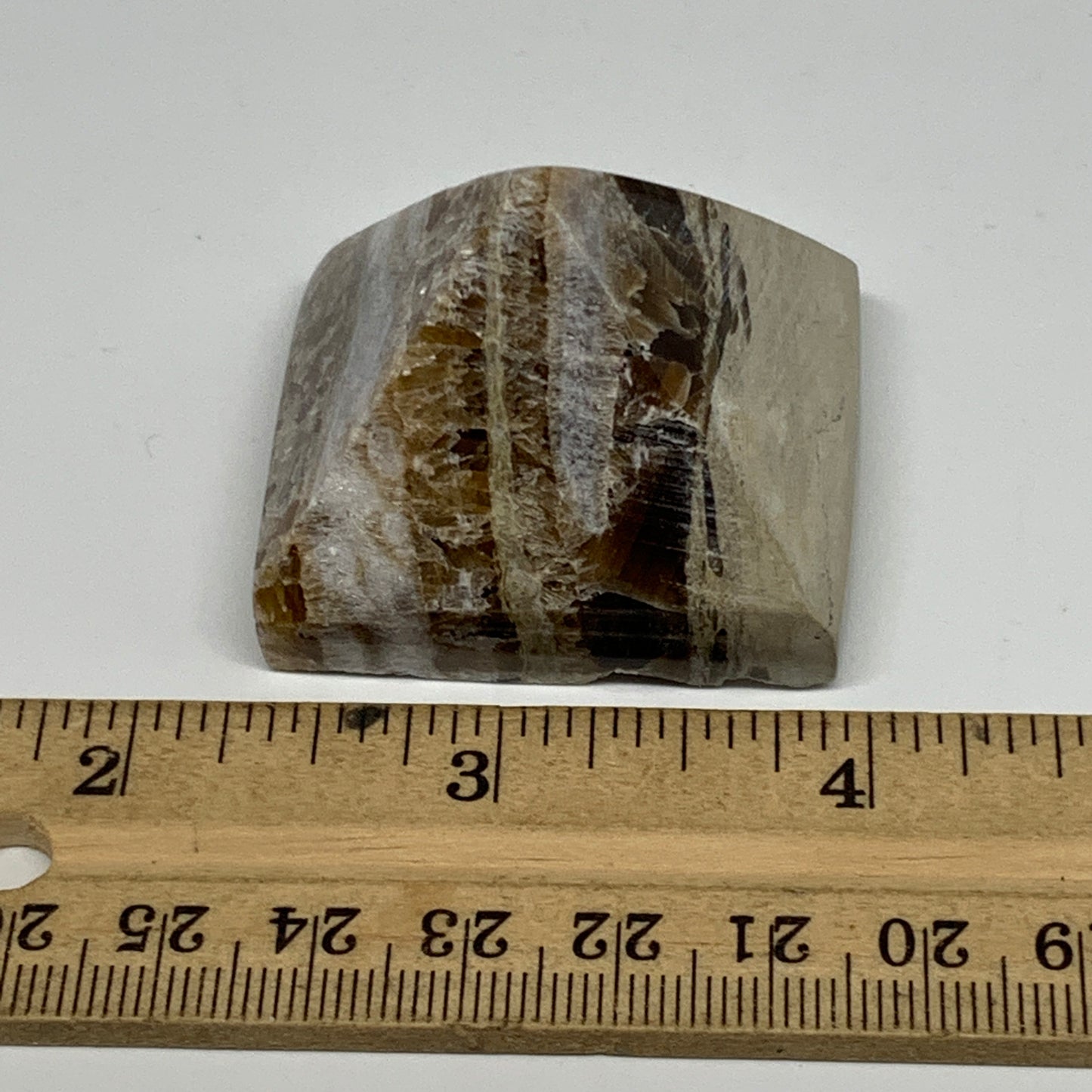 60.7g, 1.2"x1.7"x1.6" Chocolate/Gray Onyx Pyramid Gemstone @Morocco, B18975