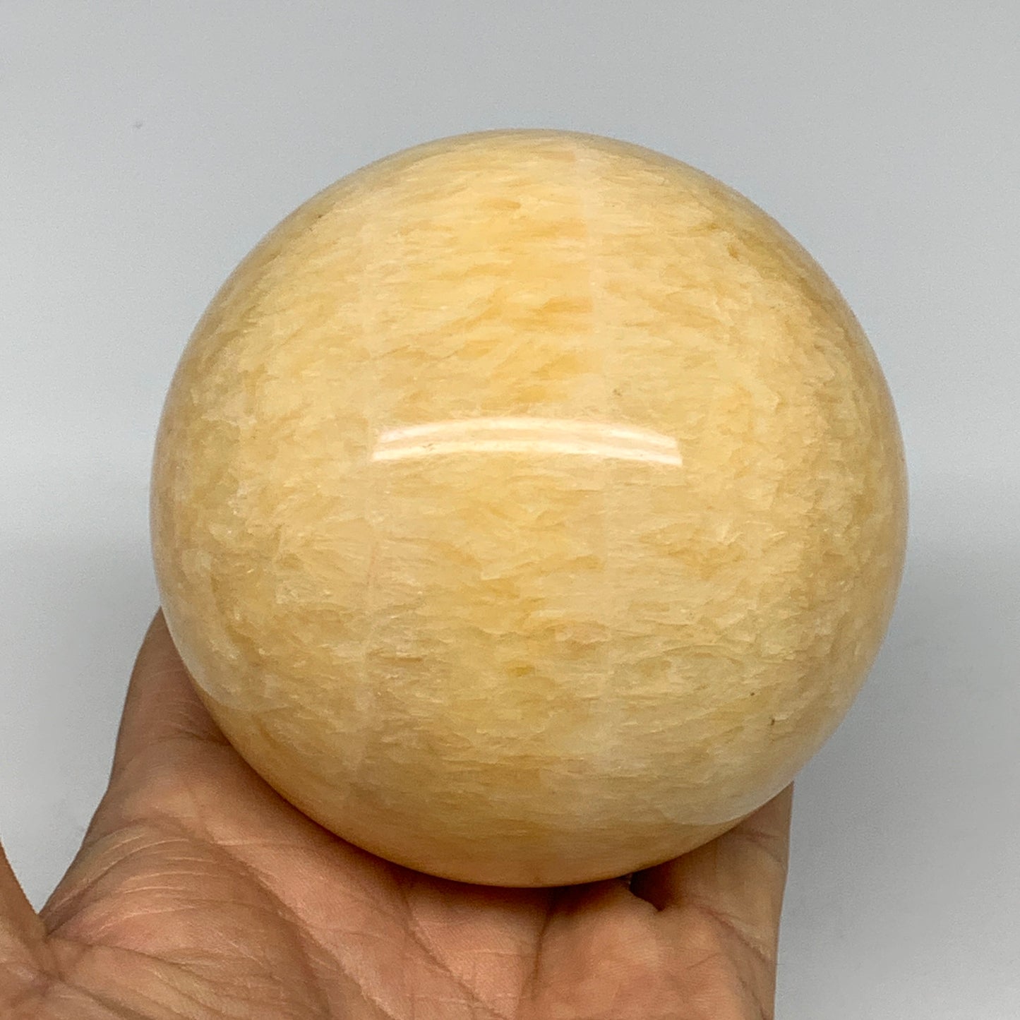 1.74 lbs,3.2"(82mm) Yellow Calcite Sphere Gemstone,Healing Crystal, B25371