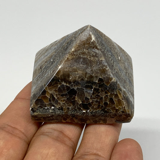 73.2g, 1.5"x1.8"x1.5" Chocolate/Gray Onyx Pyramid Gemstone @Morocco, B18976