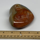400.6g, 3.2"x3.6"x1.7" Polychrome Jasper Heart Polished Healing Crystal, B17444