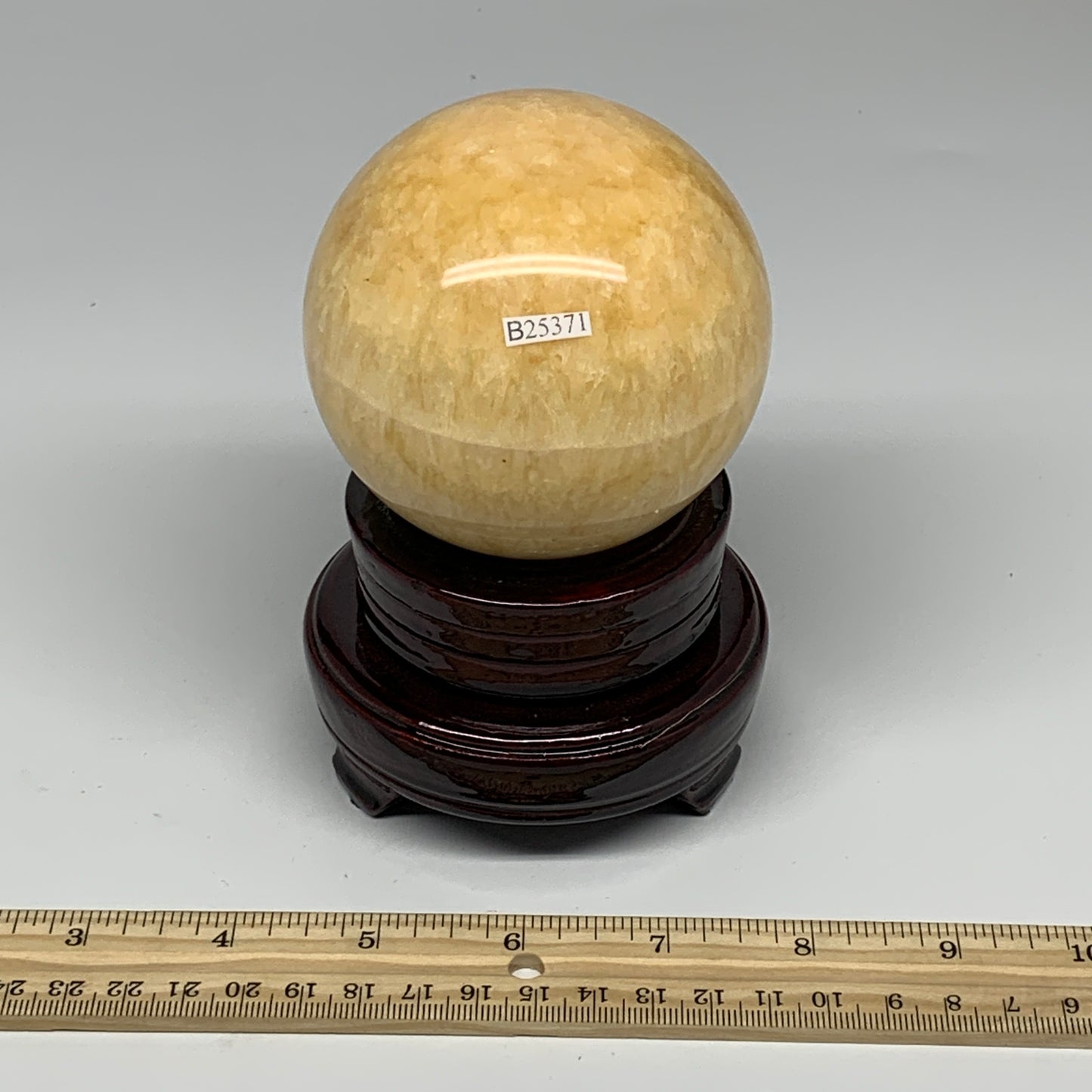 1.74 lbs,3.2"(82mm) Yellow Calcite Sphere Gemstone,Healing Crystal, B25371