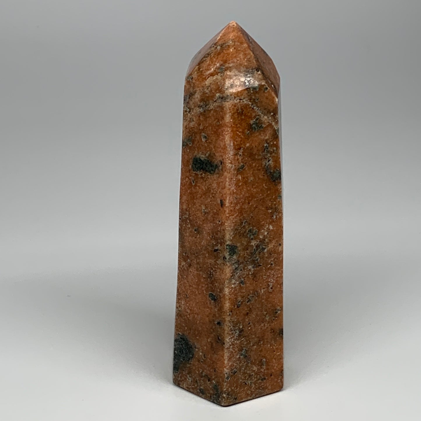 1485g, 8"x3"x2.6" Orange Calcite Tower Point Crystal @Madagascar, B15069