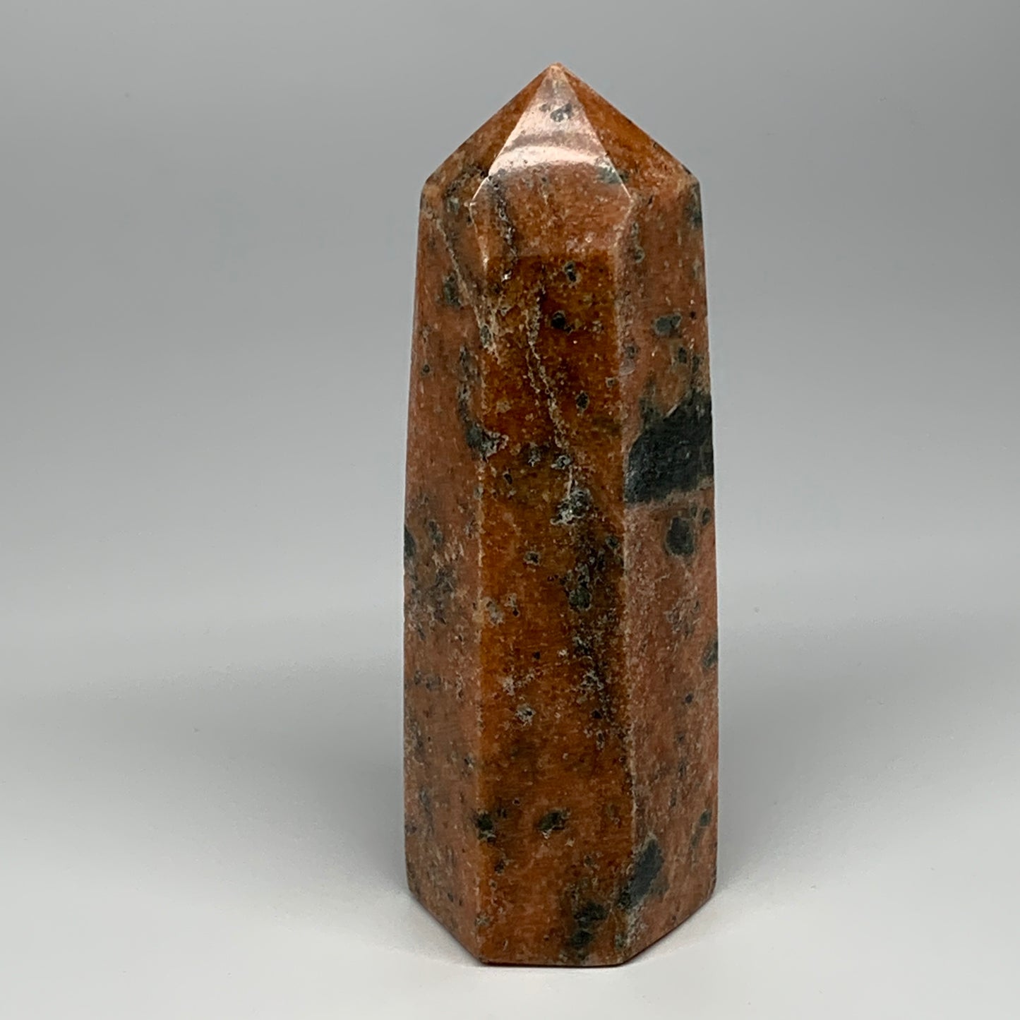 1485g, 8"x3"x2.6" Orange Calcite Tower Point Crystal @Madagascar, B15069