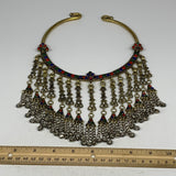 285g, 11"x5.75"Kuchi Turkmen Choker Necklace Multi-Color Tribal Gypsy Beho,B1414