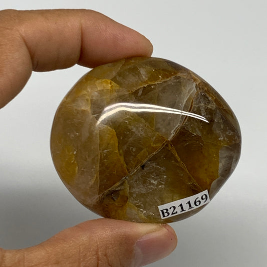 80.5g,2.1"x1.9"x1", Red Hematoid Fire Quartz Palm-Stone Crystal Polished, B21169