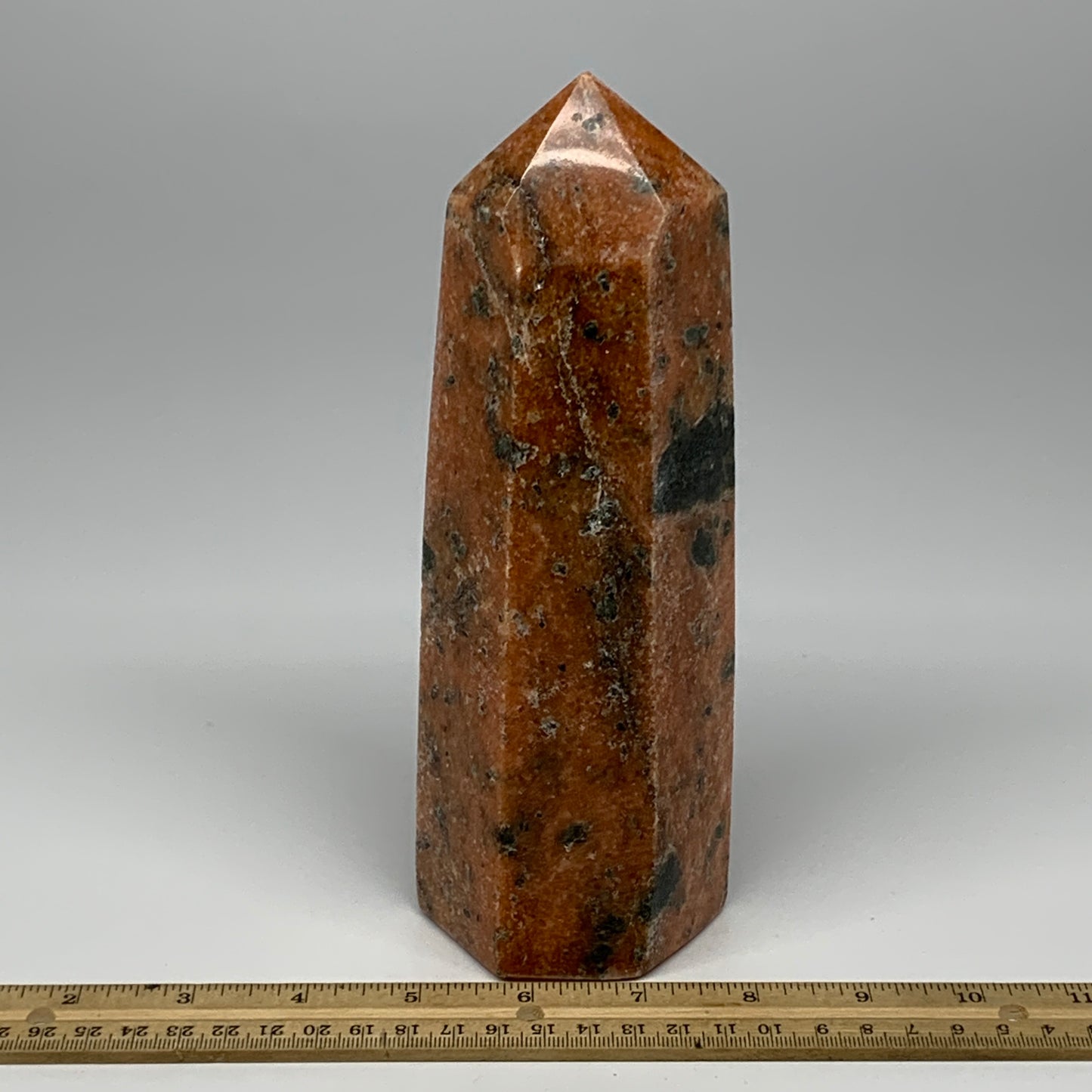 1485g, 8"x3"x2.6" Orange Calcite Tower Point Crystal @Madagascar, B15069