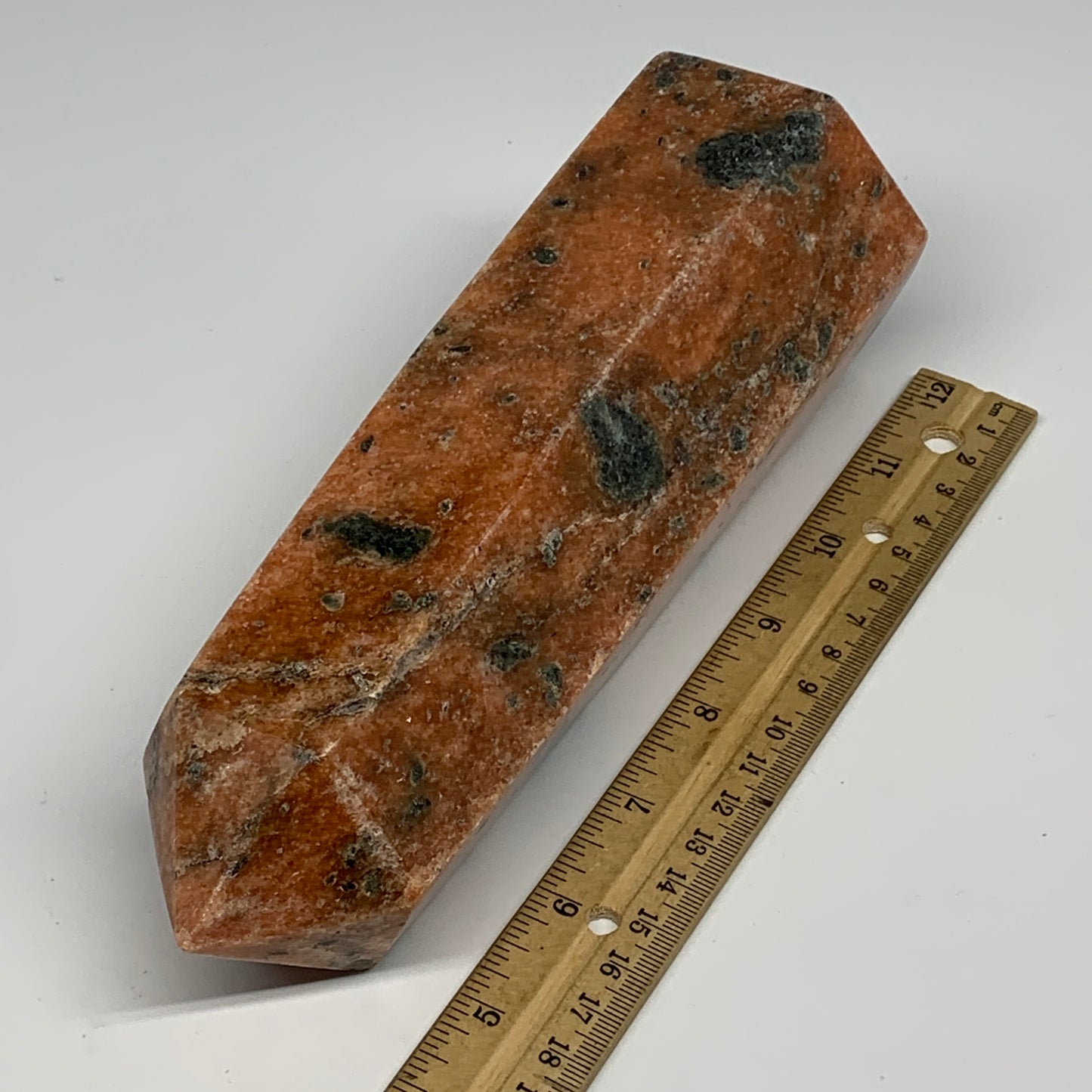 1485g, 8"x3"x2.6" Orange Calcite Tower Point Crystal @Madagascar, B15069