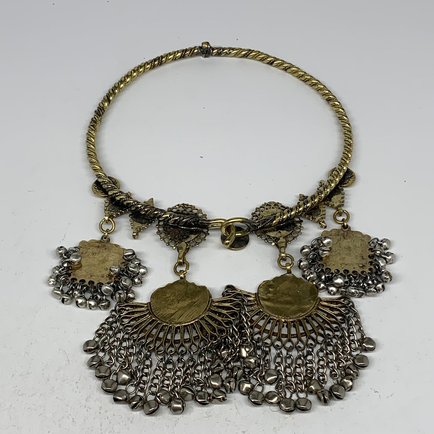 235g, 9.5"x5.5"Kuchi Turkmen Choker Necklace Multi-Color Tribal Gypsy Beho,B1414