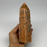 1070g, 7"x2.7"x2.4" Orange Calcite Tower Point Crystal @Madagascar,B15070