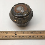 258g, 2.6"x2.7" Small Round Fossils Ammonite Brown Jewelry Box @Morocco,MF852 - watangem.com