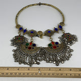 235g, 9.5"x5.5"Kuchi Turkmen Choker Necklace Multi-Color Tribal Gypsy Beho,B1414