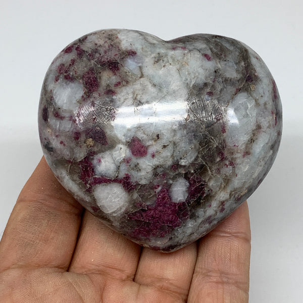 213.7g, 2.5"x2.8"x1.4" Rubellite Heart Polished Healing Crystal Gemstone, B3710