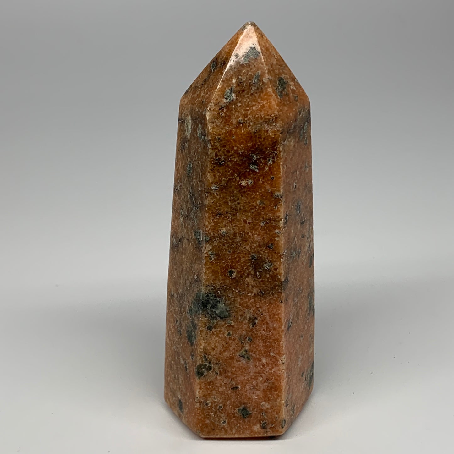 1070g, 7"x2.7"x2.4" Orange Calcite Tower Point Crystal @Madagascar,B15070