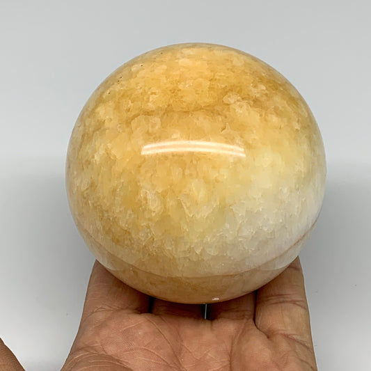 1.6 lbs,3.1"(80mm) Yellow Calcite Sphere Gemstone,Healing Crystal, B25374
