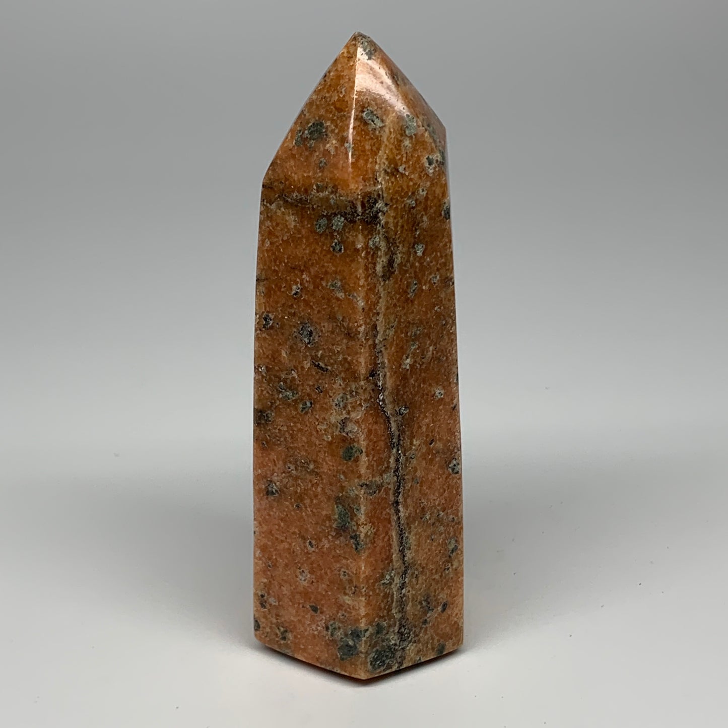 1070g, 7"x2.7"x2.4" Orange Calcite Tower Point Crystal @Madagascar,B15070