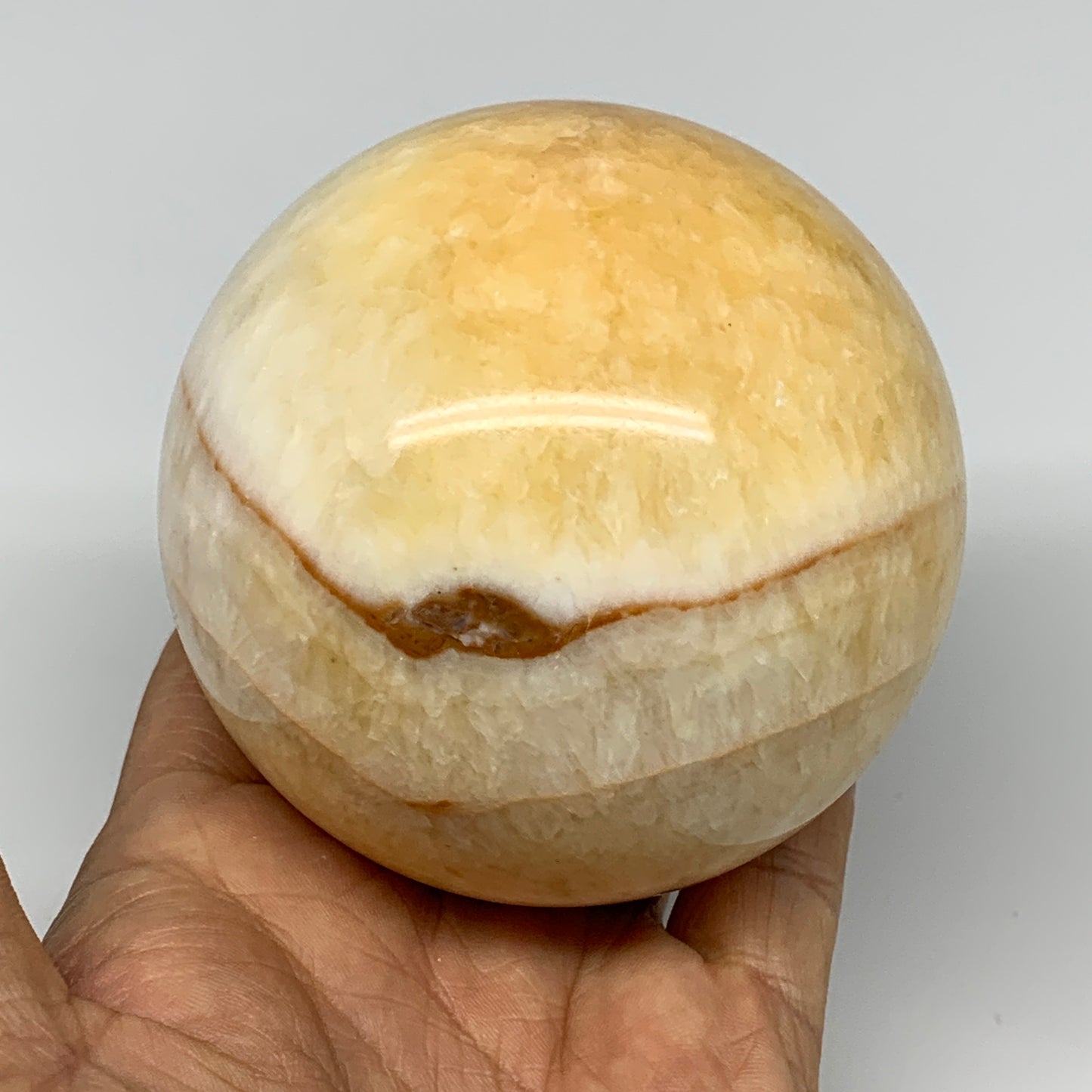 1.6 lbs,3.1"(80mm) Yellow Calcite Sphere Gemstone,Healing Crystal, B25374