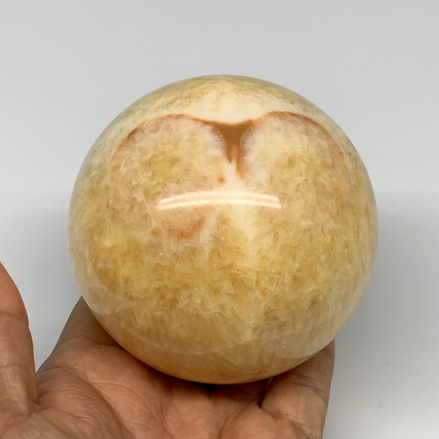 1.6 lbs,3.1"(80mm) Yellow Calcite Sphere Gemstone,Healing Crystal, B25374
