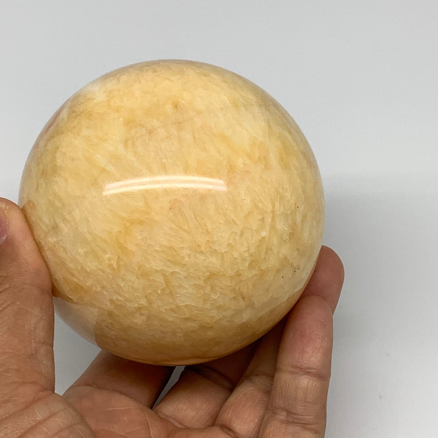 1.6 lbs,3.1"(80mm) Yellow Calcite Sphere Gemstone,Healing Crystal, B25374