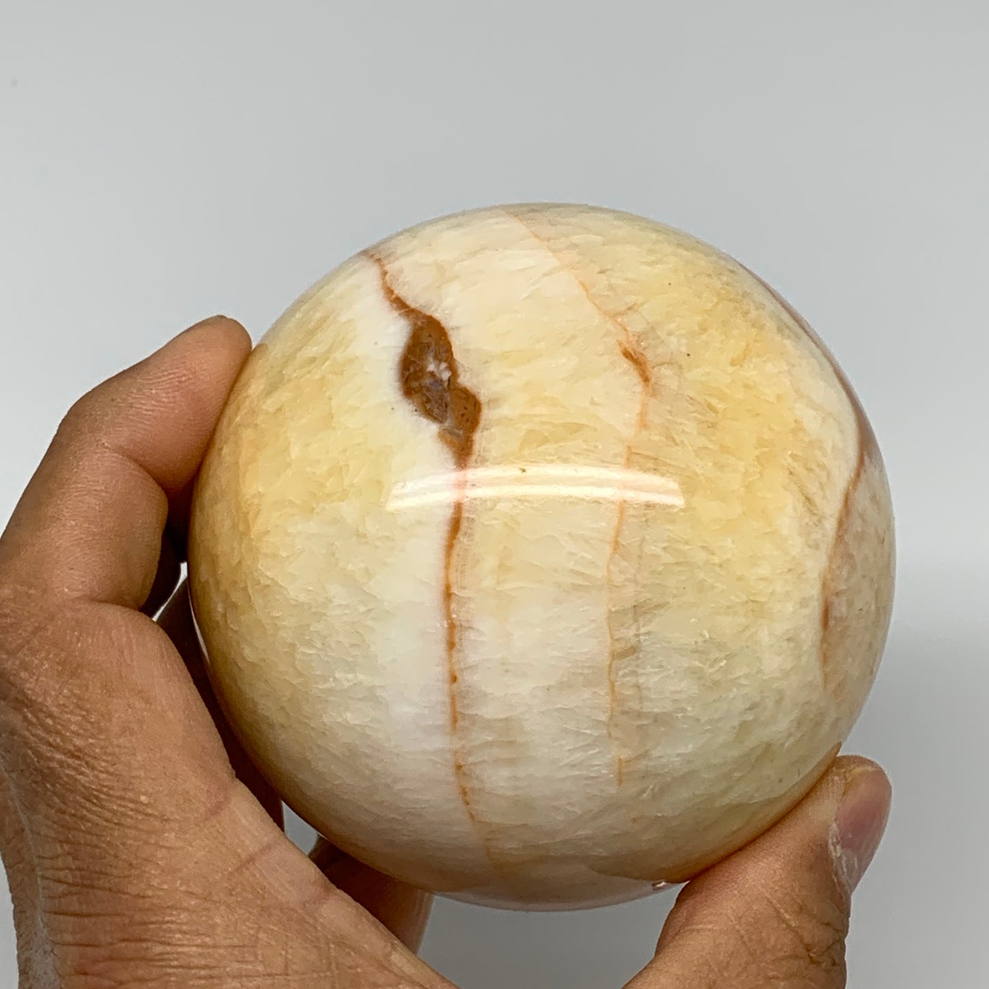 1.6 lbs,3.1"(80mm) Yellow Calcite Sphere Gemstone,Healing Crystal, B25374