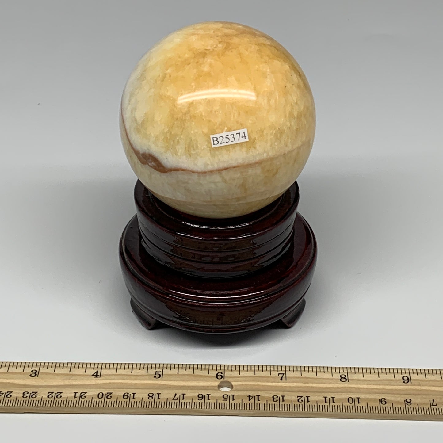 1.6 lbs,3.1"(80mm) Yellow Calcite Sphere Gemstone,Healing Crystal, B25374
