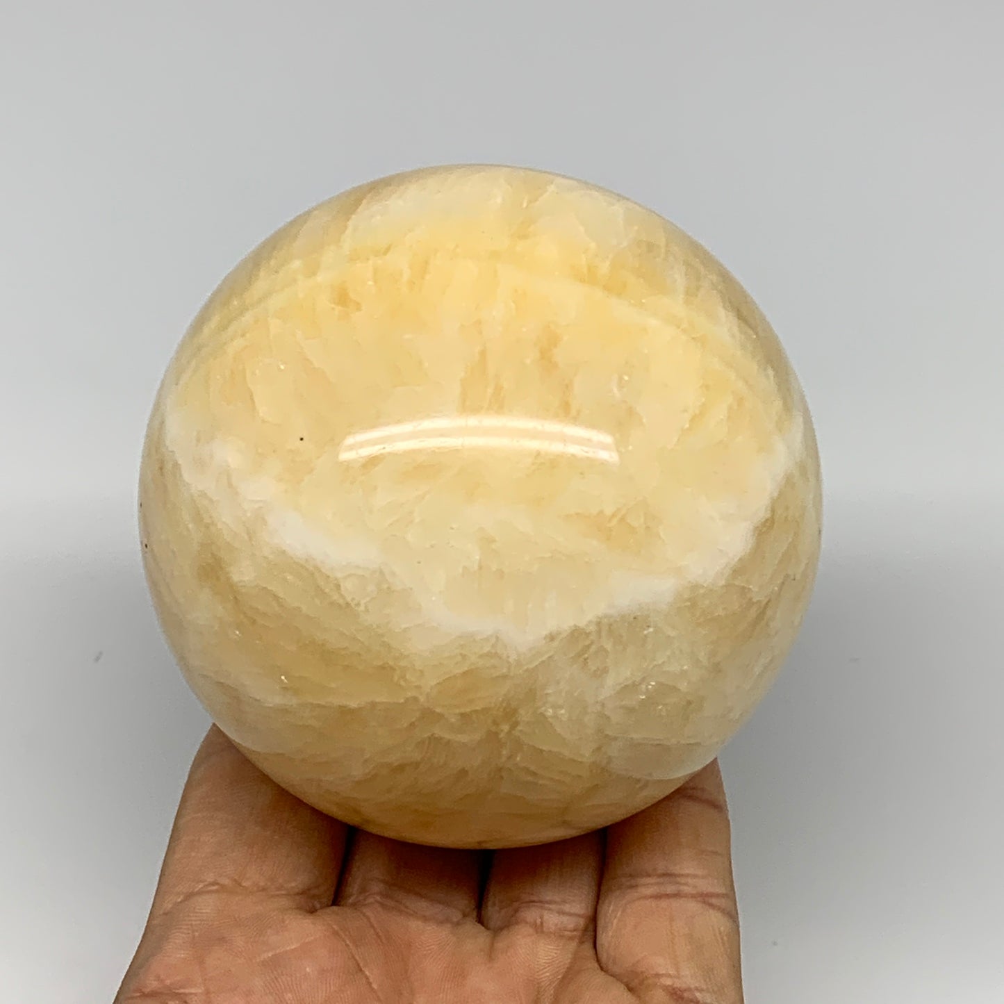 1.62 lbs,3.2"(80mm) Yellow Calcite Sphere Gemstone,Healing Crystal, B25375