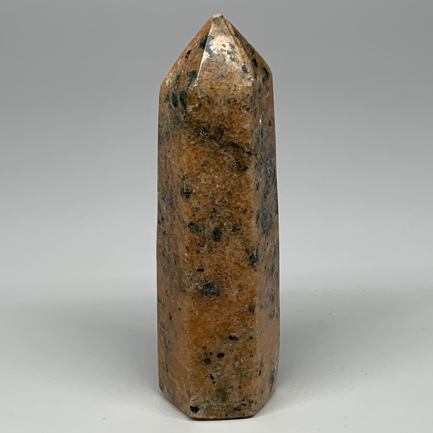 645g, 6.5"x2"x1.8" Orange Calcite Tower Point Crystal @Madagascar,B15071