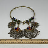 230g, 10"x5.5"Kuchi Turkmen Choker Necklace Multi-Color Tribal Gypsy Beho,B14150