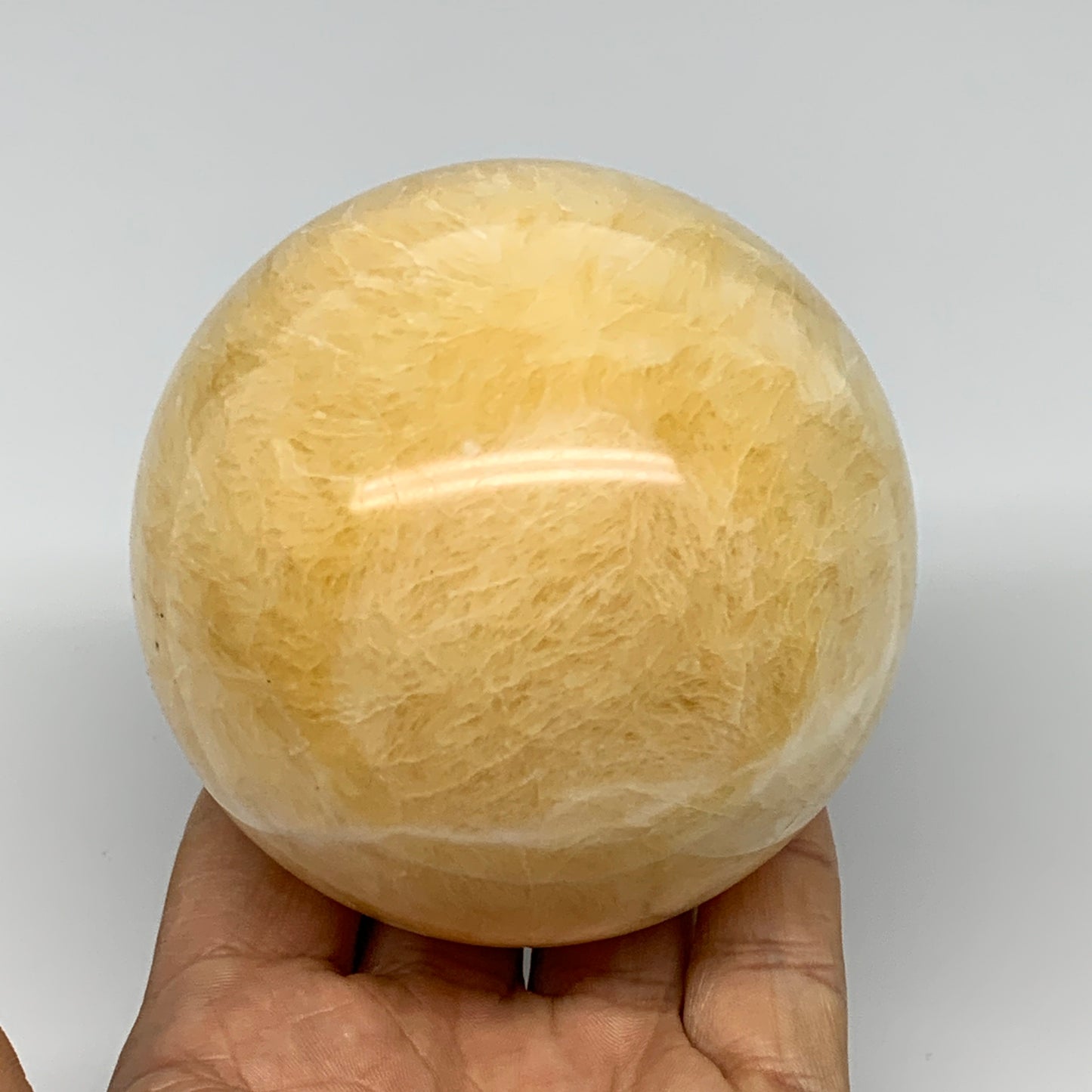 1.62 lbs,3.2"(80mm) Yellow Calcite Sphere Gemstone,Healing Crystal, B25375