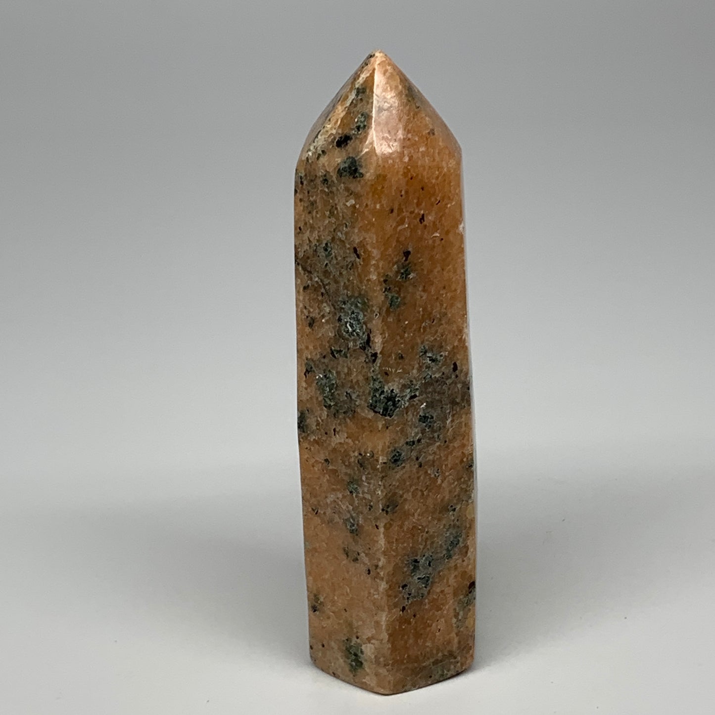 645g, 6.5"x2"x1.8" Orange Calcite Tower Point Crystal @Madagascar,B15071