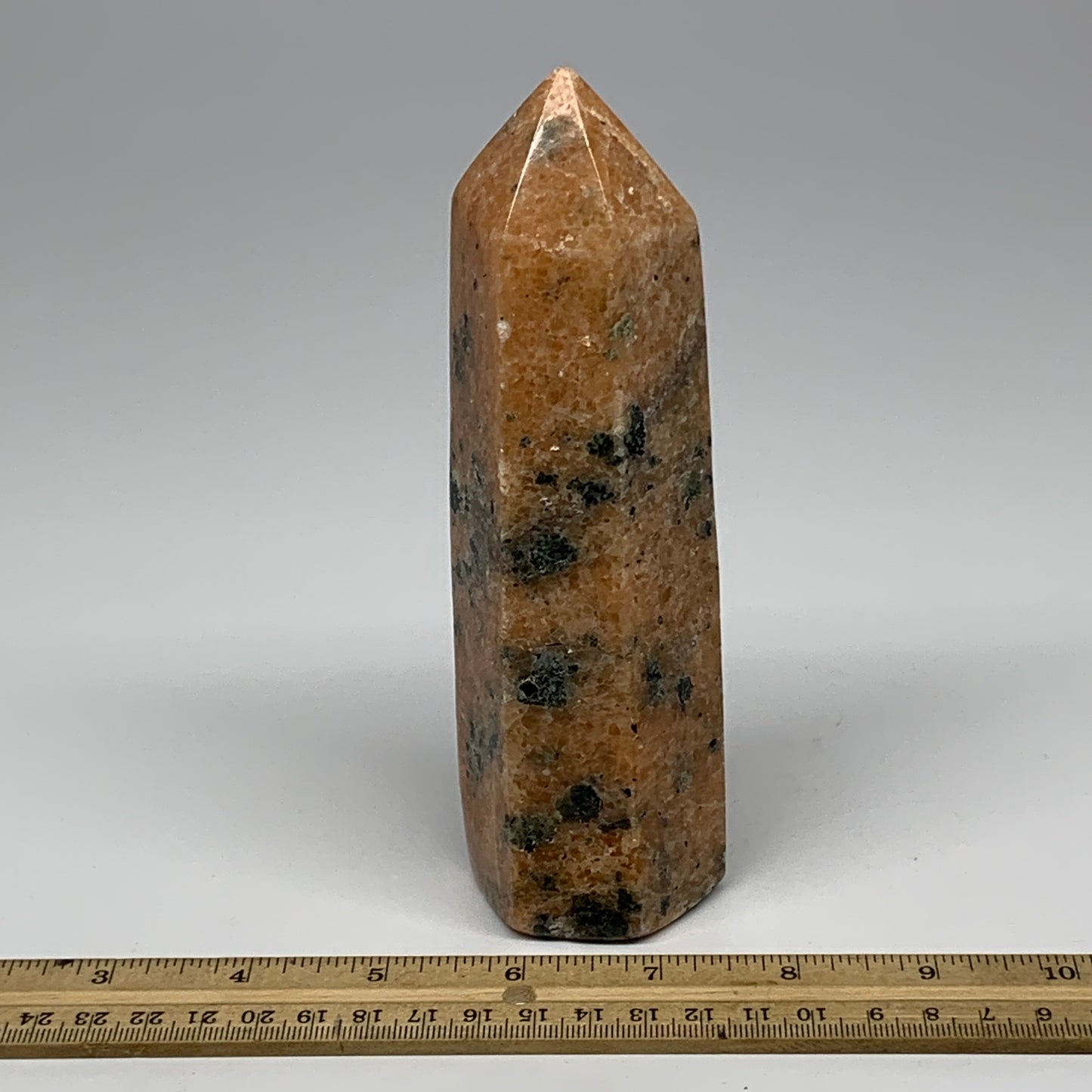 645g, 6.5"x2"x1.8" Orange Calcite Tower Point Crystal @Madagascar,B15071