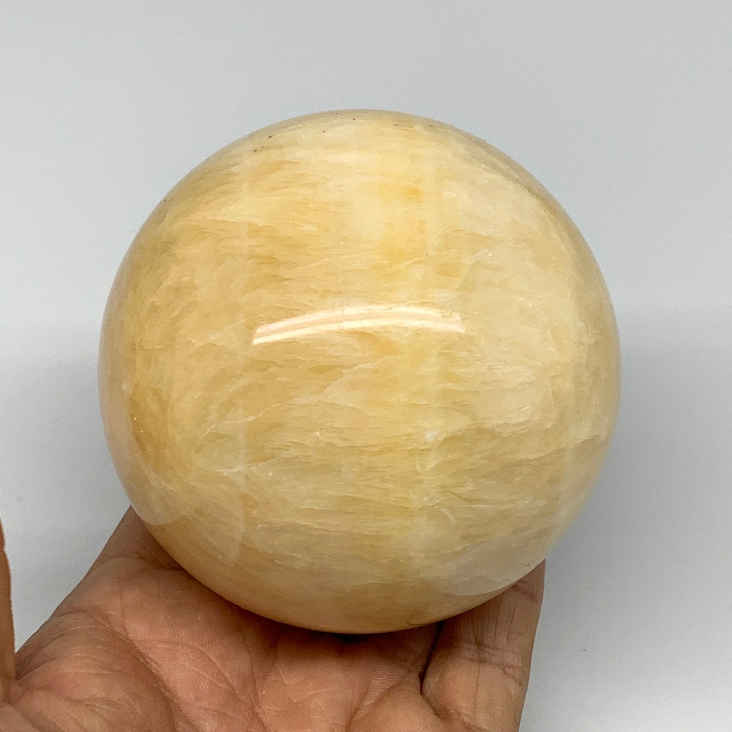 1.62 lbs,3.2"(80mm) Yellow Calcite Sphere Gemstone,Healing Crystal, B25375