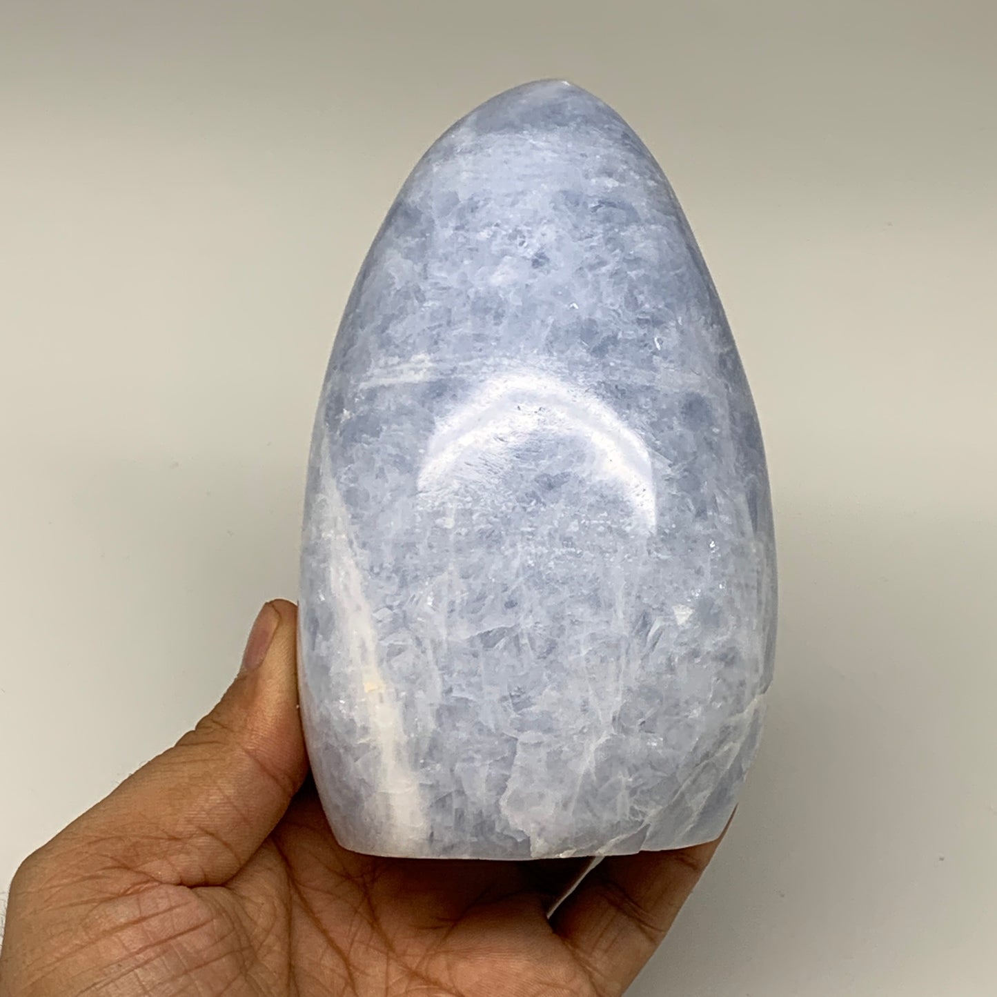 868g,4.7"x2.9"x2.5" Blue Calcite Polished Freeform Stands @Madagascar,B6424