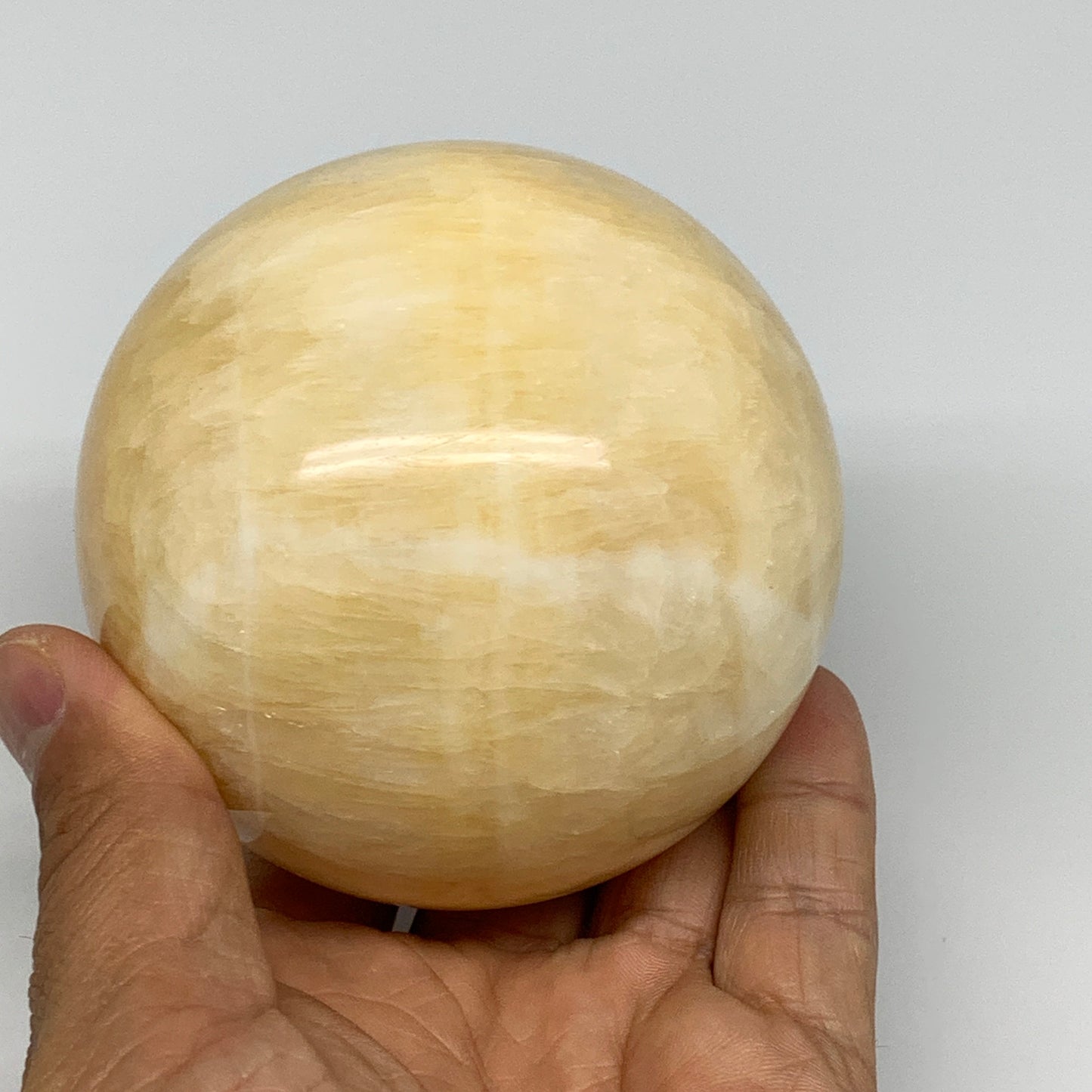 1.62 lbs,3.2"(80mm) Yellow Calcite Sphere Gemstone,Healing Crystal, B25375