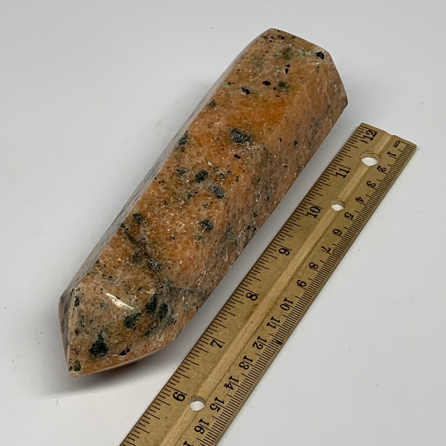 645g, 6.5"x2"x1.8" Orange Calcite Tower Point Crystal @Madagascar,B15071