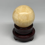 1.62 lbs,3.2"(80mm) Yellow Calcite Sphere Gemstone,Healing Crystal, B25375