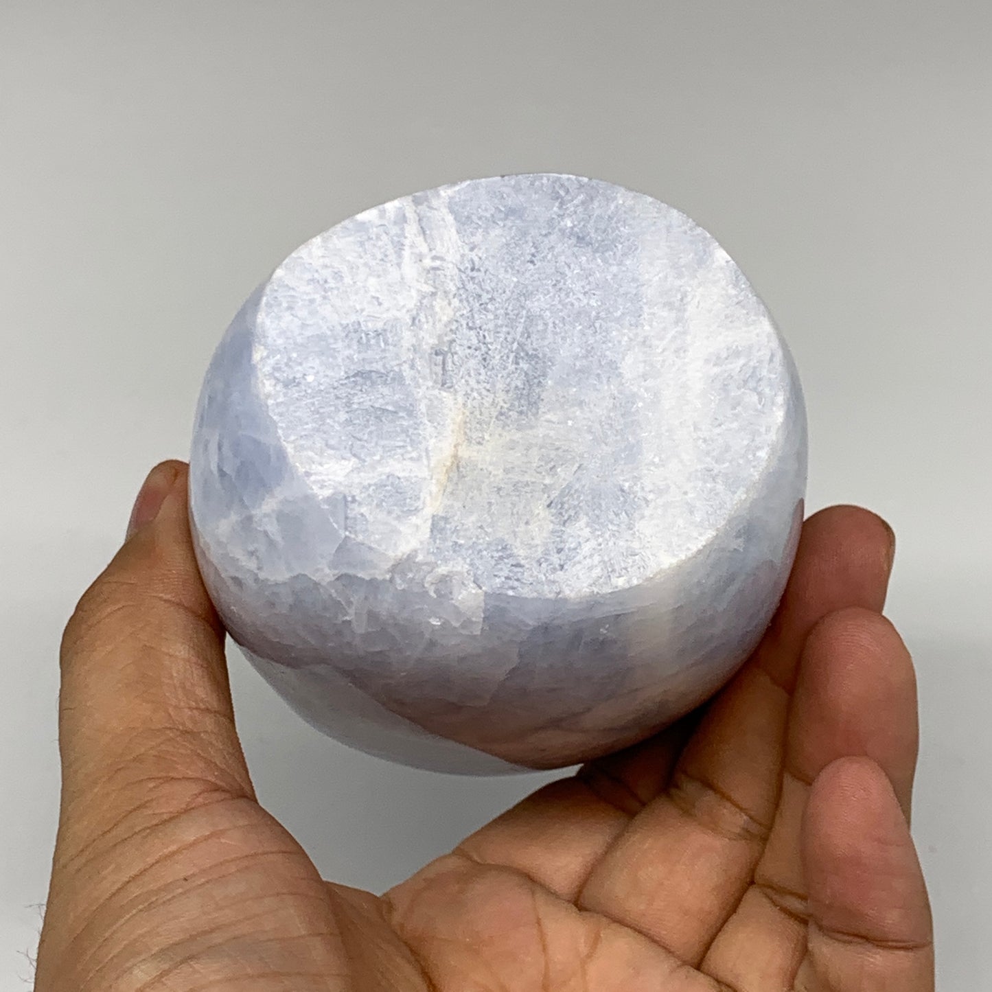 868g,4.7"x2.9"x2.5" Blue Calcite Polished Freeform Stands @Madagascar,B6424