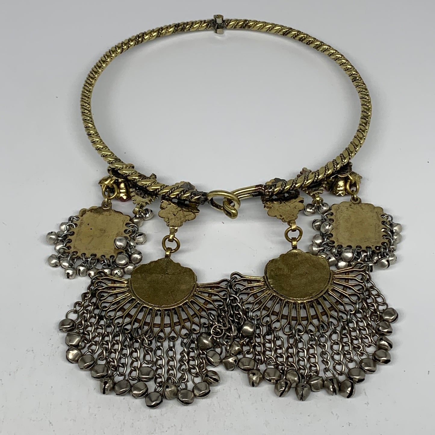 230g, 10"x5.5"Kuchi Turkmen Choker Necklace Multi-Color Tribal Gypsy Beho,B14151