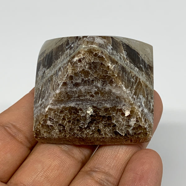 73.9g, 1.3"x1.8"x1.7" Chocolate/Gray Onyx Pyramid Gemstone @Morocco, B18979