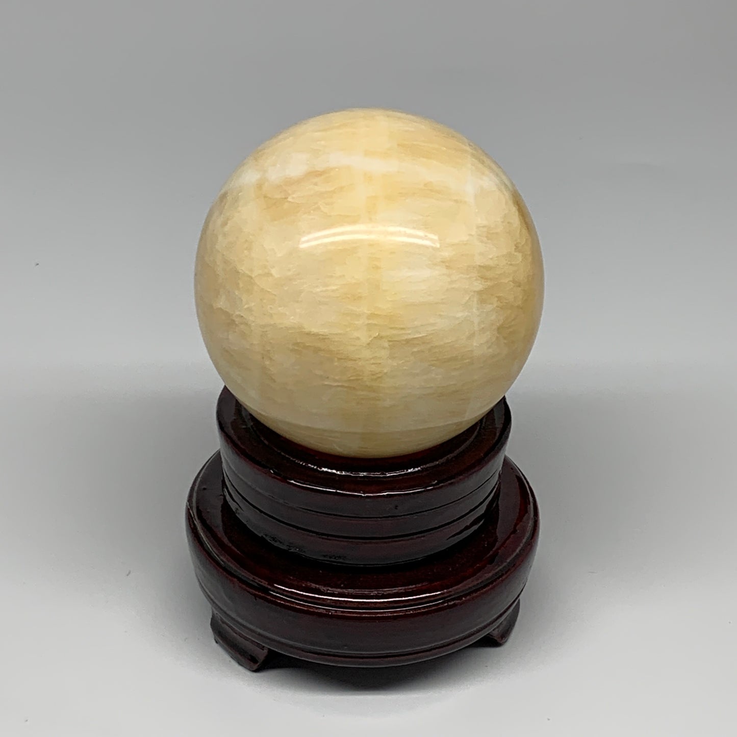 1.62 lbs,3.2"(80mm) Yellow Calcite Sphere Gemstone,Healing Crystal, B25375