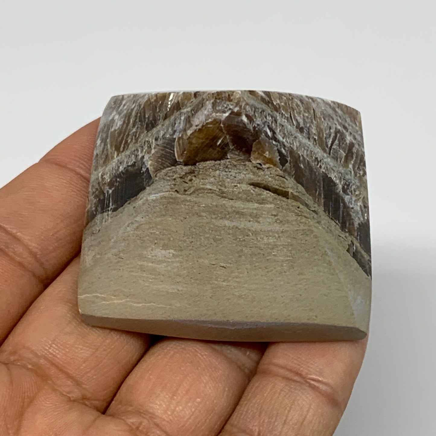 73.9g, 1.3"x1.8"x1.7" Chocolate/Gray Onyx Pyramid Gemstone @Morocco, B18979