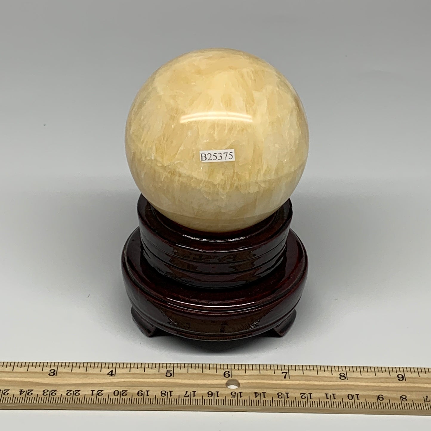 1.62 lbs,3.2"(80mm) Yellow Calcite Sphere Gemstone,Healing Crystal, B25375