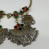 230g, 10"x5.5"Kuchi Turkmen Choker Necklace Multi-Color Tribal Gypsy Beho,B14151